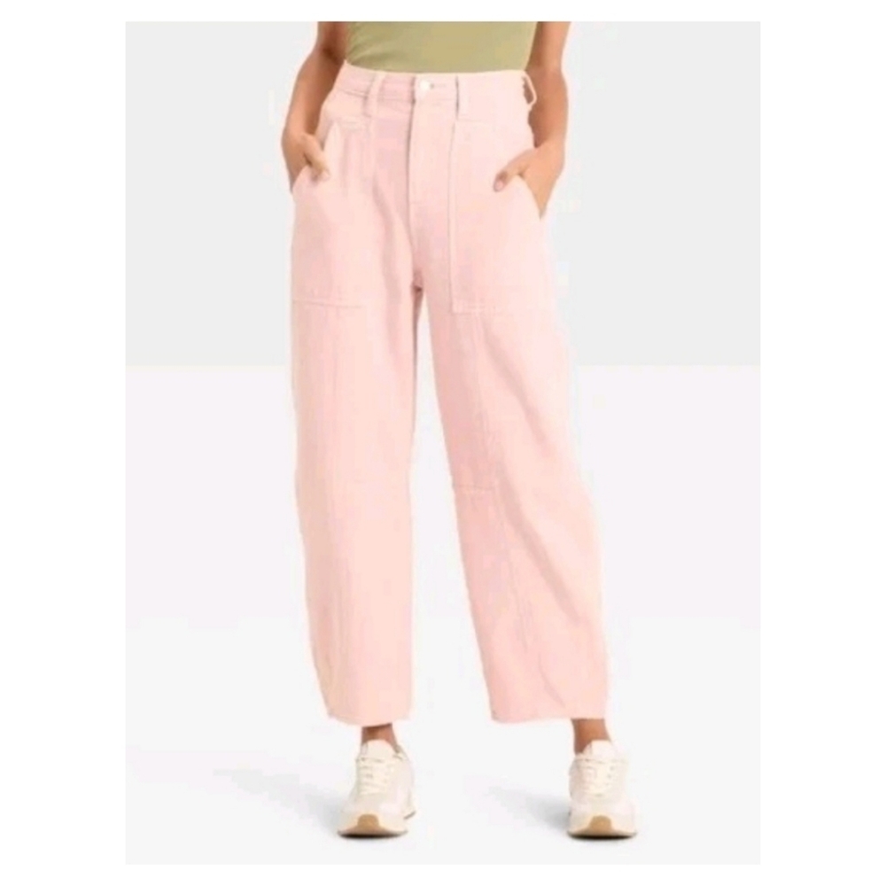 100% Cotton High Rise Easy Barrel Pink Jeans Size 14